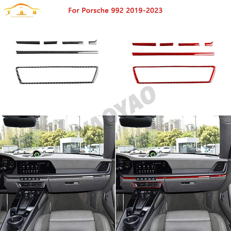 

Carbon Fiber Center Console Dashboard Panel Air Outlet Decorative Strips For Porsche 911 992 2019-2024