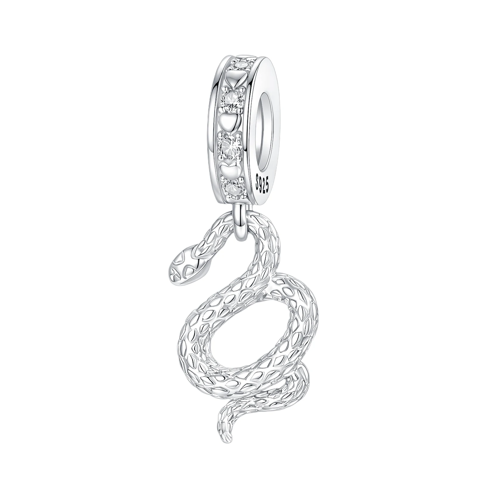 925 Sterling Silver Charm Alternative Reptile Snake Serpent Pendant for Women Fit Original Bracelet Necklace DIY Accessories