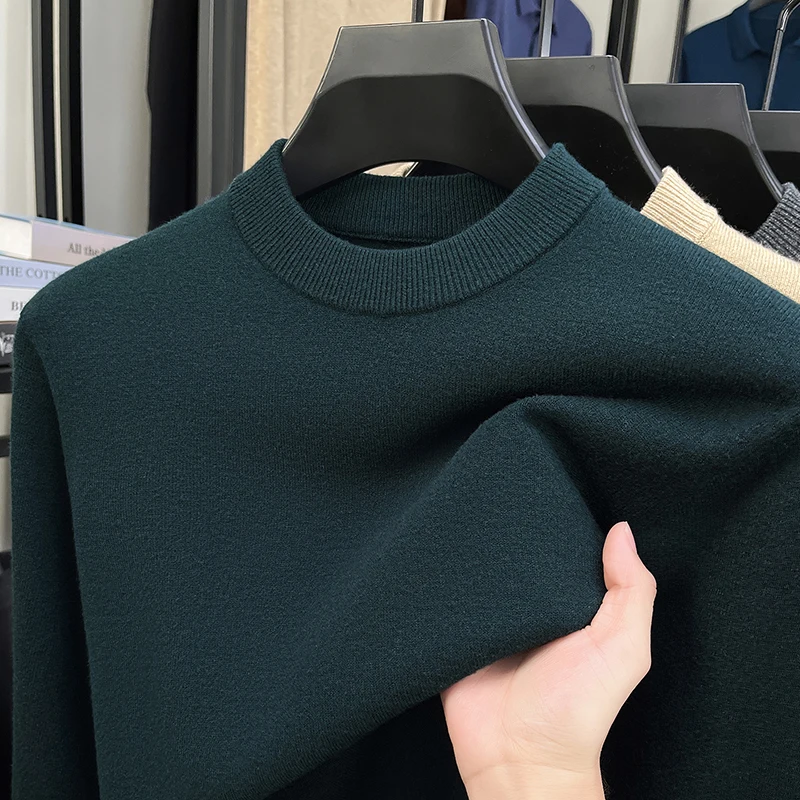 سترة محبوكة للرجال ذات جودة عالية بلون سادة موضة جديدة خفيفة الوزن ومريحة للخريف والشتاء كاجوال متعددة الاستخدامات برقبة دائرية #3