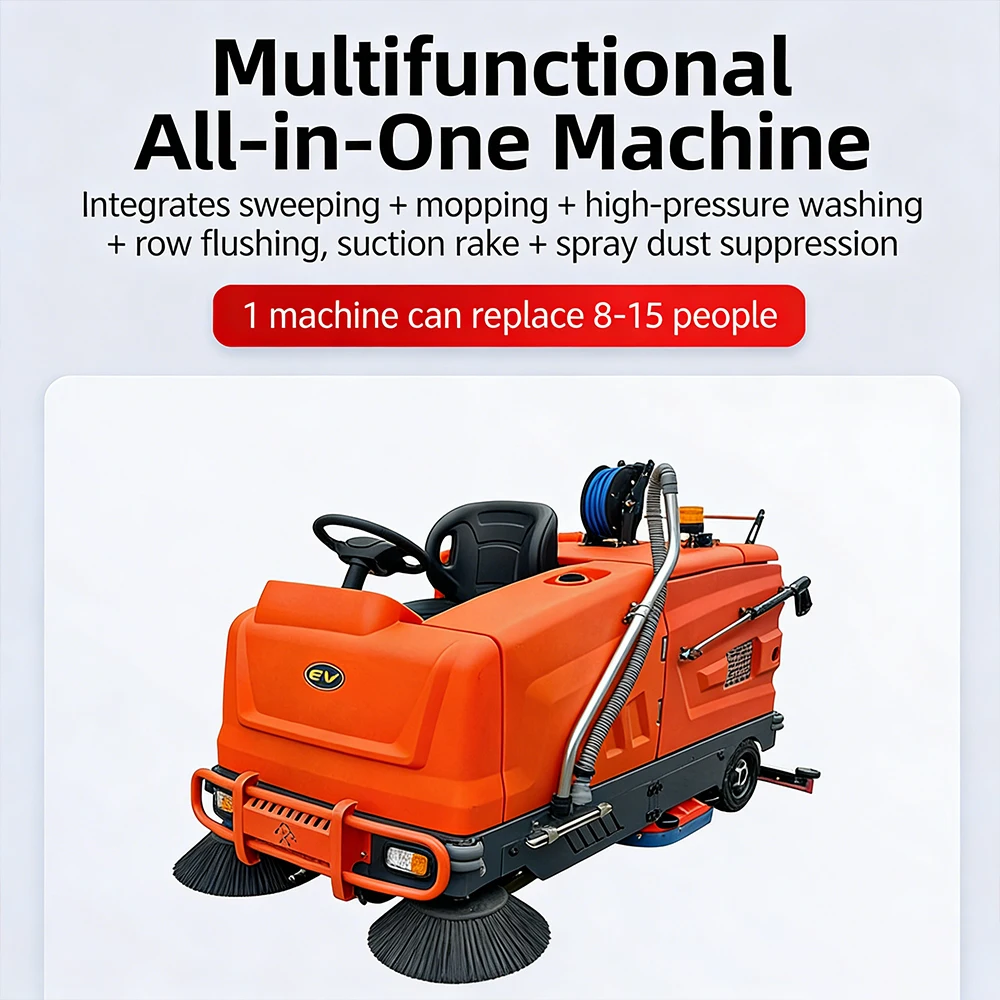 Large Industrial Floor Scrubber Sweep Wash the Floor High-pressure Dust Suppression Factory Property Road  Cleaning Vehicle