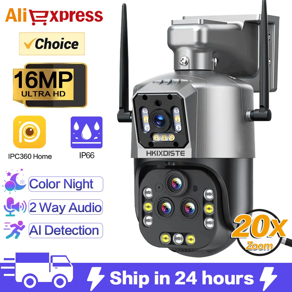 camera wifi ptz com tela dupla 16mp 8k zoom 20x ai auto tracking vigilancia sem fio ao ar livre 4k 8mp 01