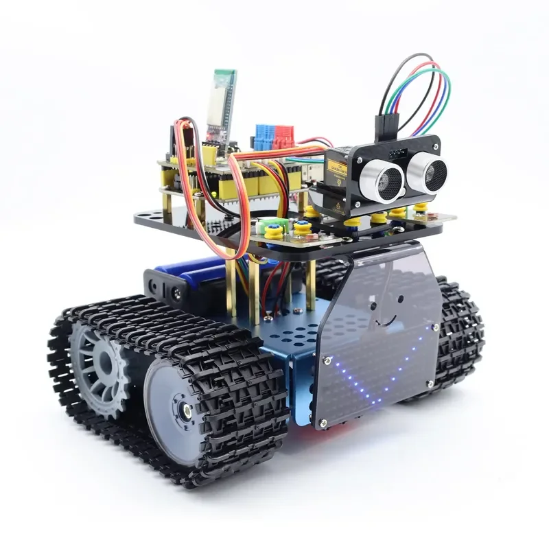 DIY Electronic STEM Education Tank Cart V3.0 Kit, Programming Tank Cart Starter Kit for Arduino