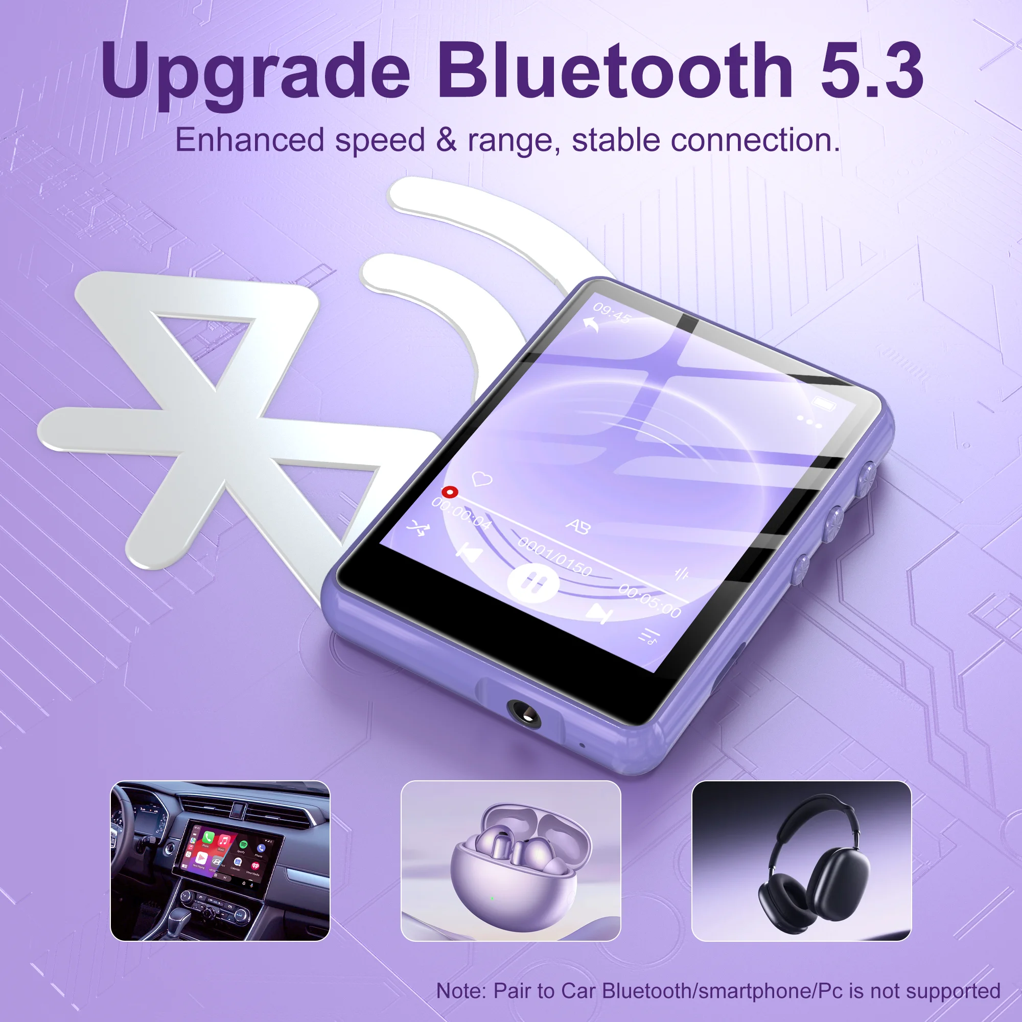 64 GB MP3-MP4-Player, 2,4-Zoll-Touchscreen, HiFi-Klang ohne Qualitätsverlust, Bluetooth 5.3, UKW-Radio, tragbarer Musikplayer, erweiterbar auf 128 GB. – Detail 10