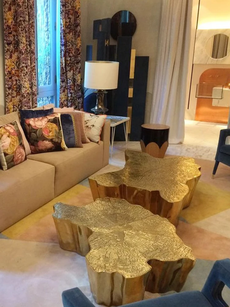 Light luxury stainless steel tree root coffee table image 2