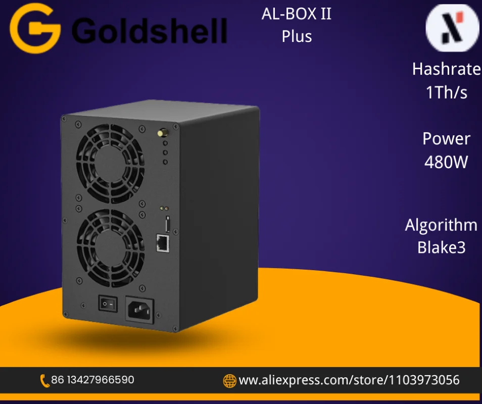 in Stock Goldshell AL-BOX II Plus 1Th/s 480W ALPH Miner Blake3 Algorithm Alephium Mining Machine With PSU Asic Miner