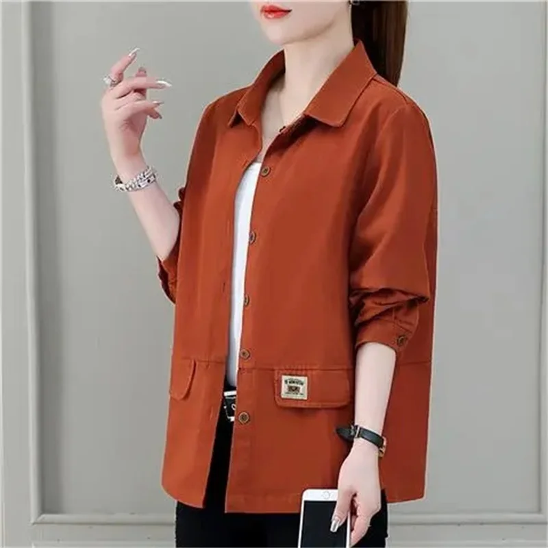 New Spring Autumn Jacket Tops Fashion Thin Short Ladies Loose Casual Shirt Coat Outerwear Tooling Female