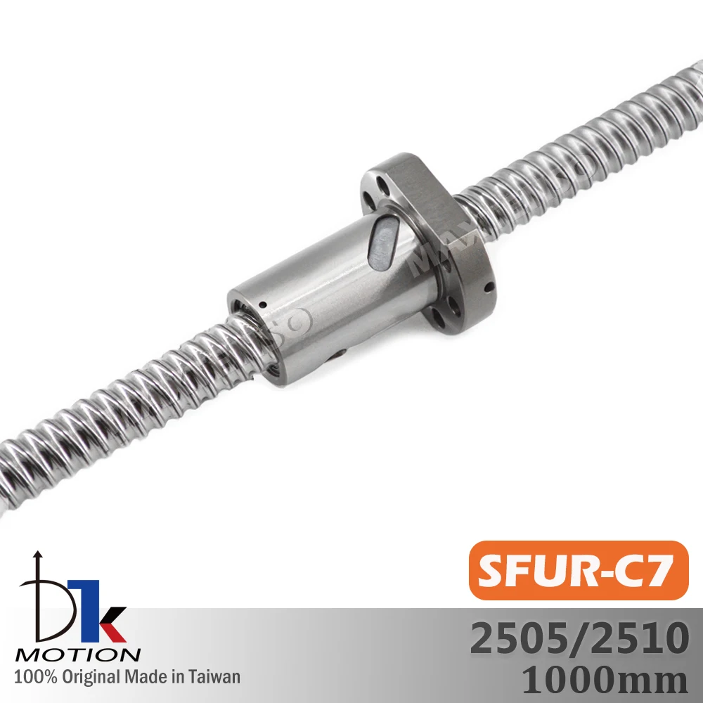 DTK Taiwan SFUR2505 SFUR2510 Rolled C7 R25 Thread Shaft Lead 5mm 10mm Ballscrew 1000mm High Precision Flange Spindle Replace TBI