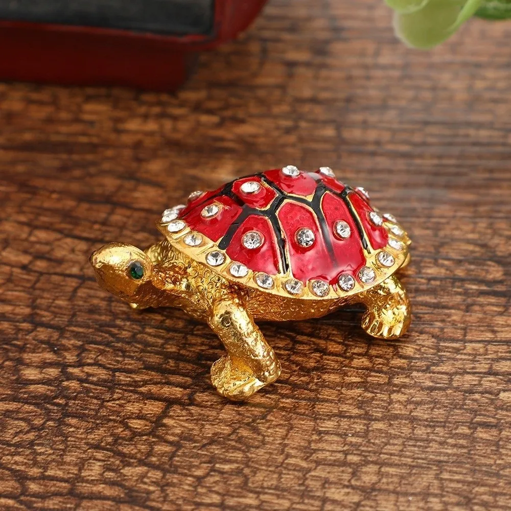 Creative Retro Turtle Jewelry Box Decorative Zinc Alloy Vintage Storage Case Elegant Metal Turtle Ornament for Women