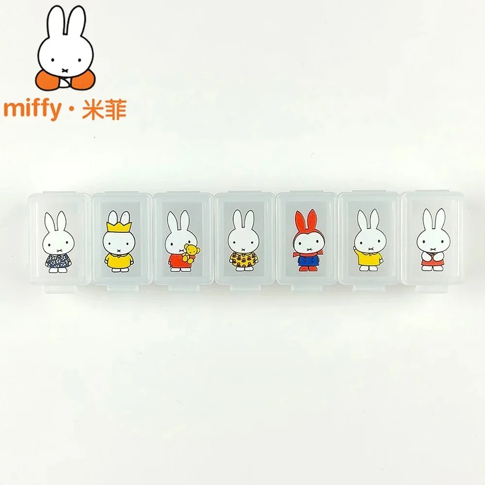 Cute Miffy Rabbit Pill Box Cartoon Portable Medicine Organizer Mini Case for Pill Earring Small Jewelry Lightweight Accessory