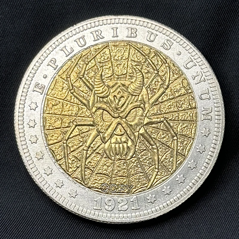 

US 1921 Skeleton Spider Demon King two-color replica collection commemorative coin, antique medal, home decoration, holiday gift