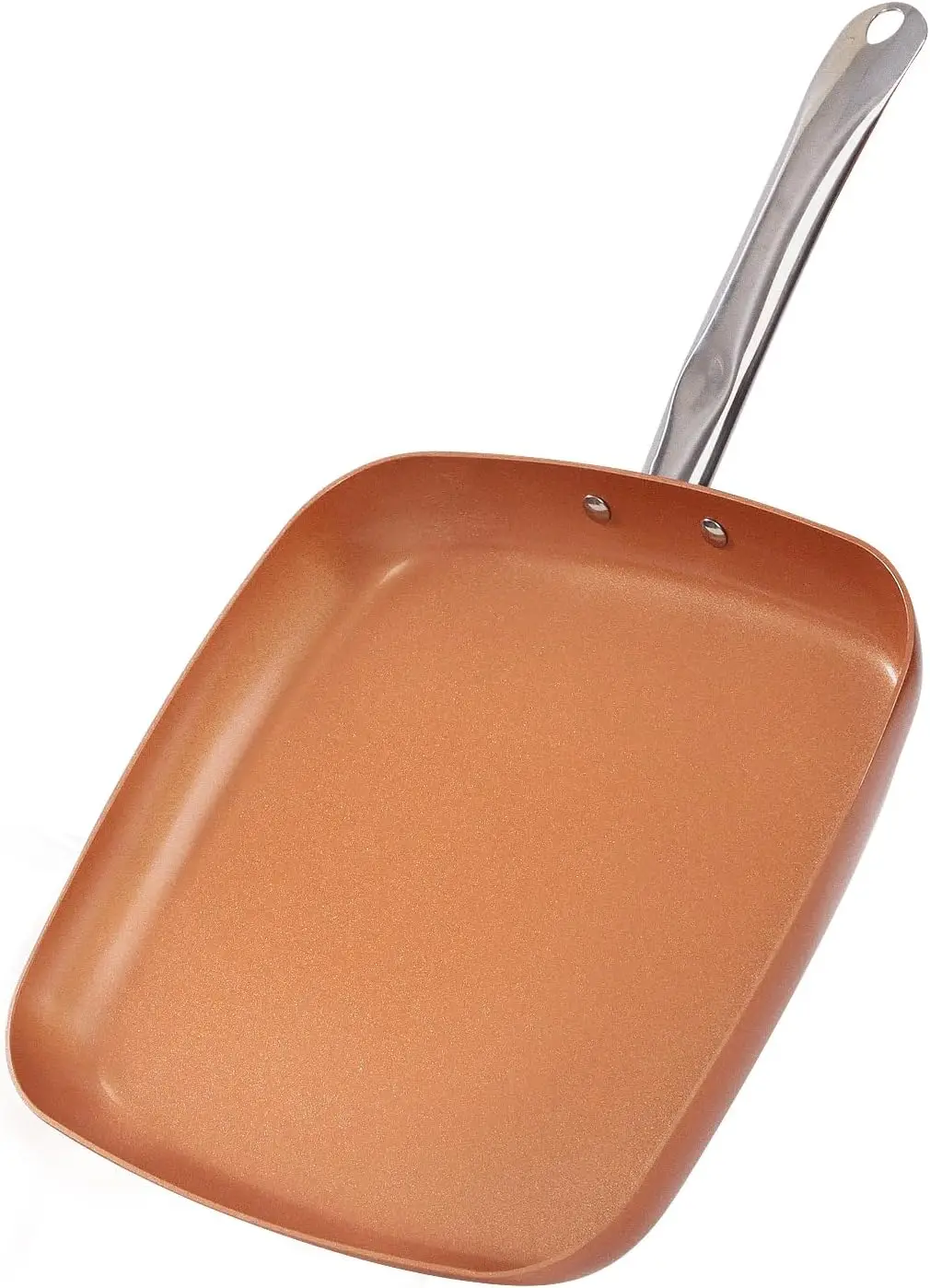 

Non-Stick Copper Square Frying Pan, 12" Chef Skillet with Ceramic Coating, Oven Dishwasher Safe, PFOA-Free, Home Use for
