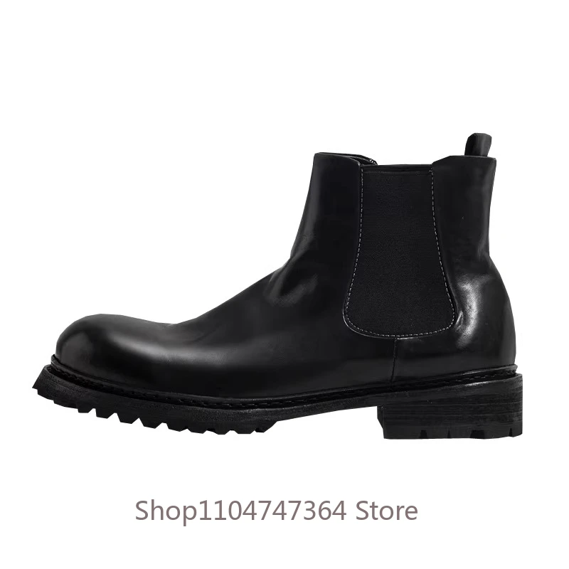 

Мужские ботинки челси ручной работы из натуральной кожи, модные повседневные высокие ботинки для офиса, активного отдыха и походов