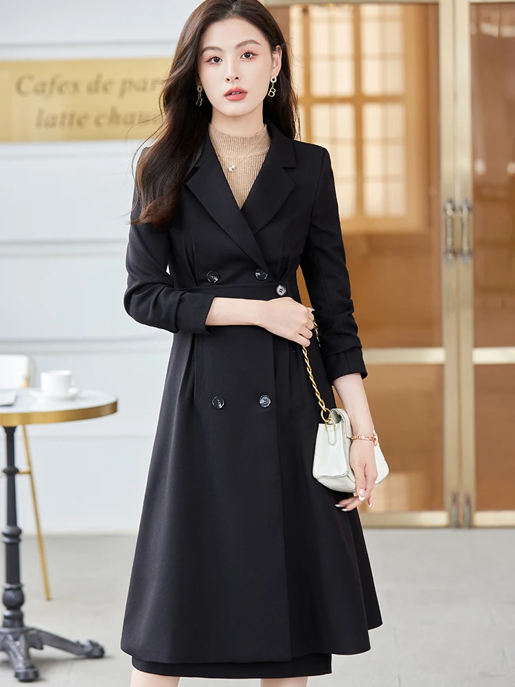 Women Formal Skirt Suit Female Black Apricot Coffee Long Sleeve Blazer + Skirt Suits Office Business Work Wear Two Piece Set