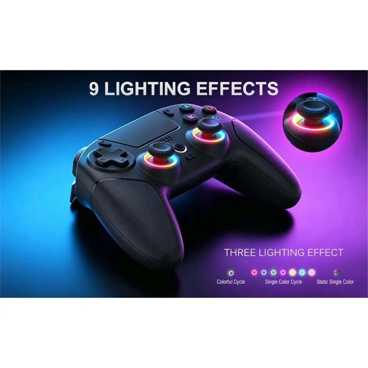 RECOMMENDATION  For /PC Wireless Game Controller with Hall Joystick Turbo RGB Light Dual Vibrations Rechargeable Gamepad