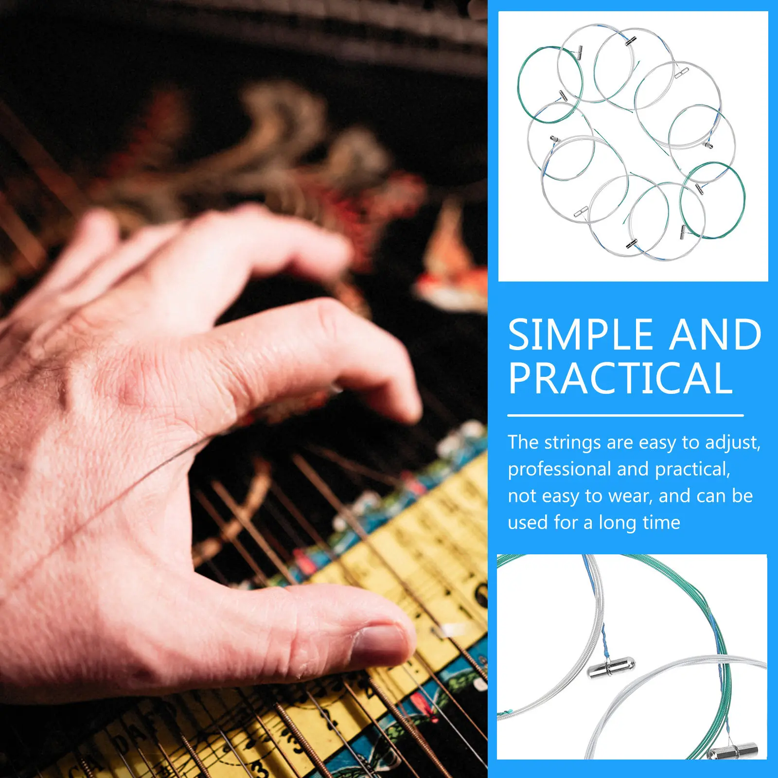 10pcs Guzheng Strings Set – Metal, Strong Texture, Clear Sound, Replacement for Chinese Zither Instruments