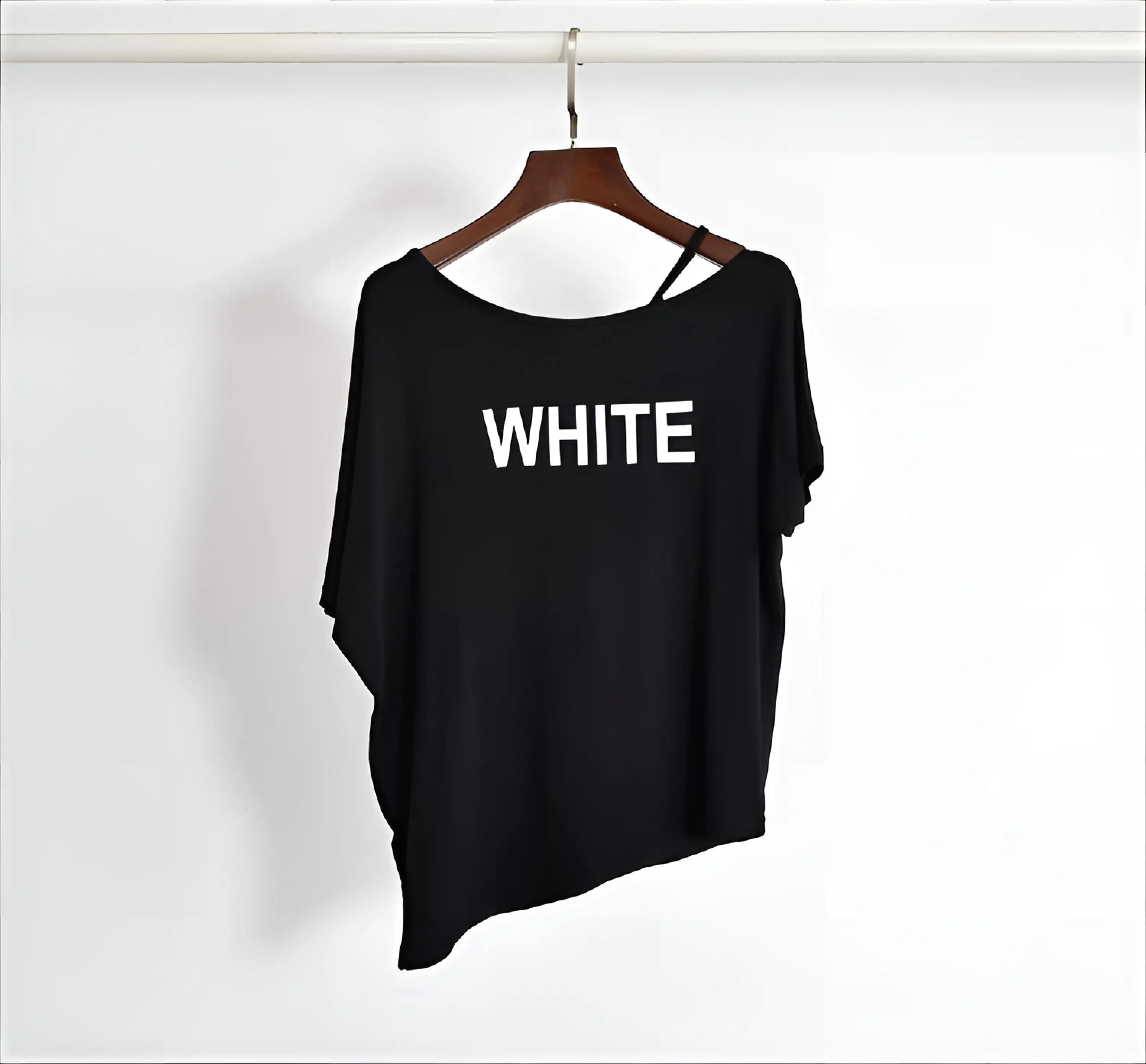 Off Shoulder T-Shirt Women'S Tank Tops Durable Oversized Ladies Korean Style Basic Unique Art Lace Up Solid Spring Versatile Ins