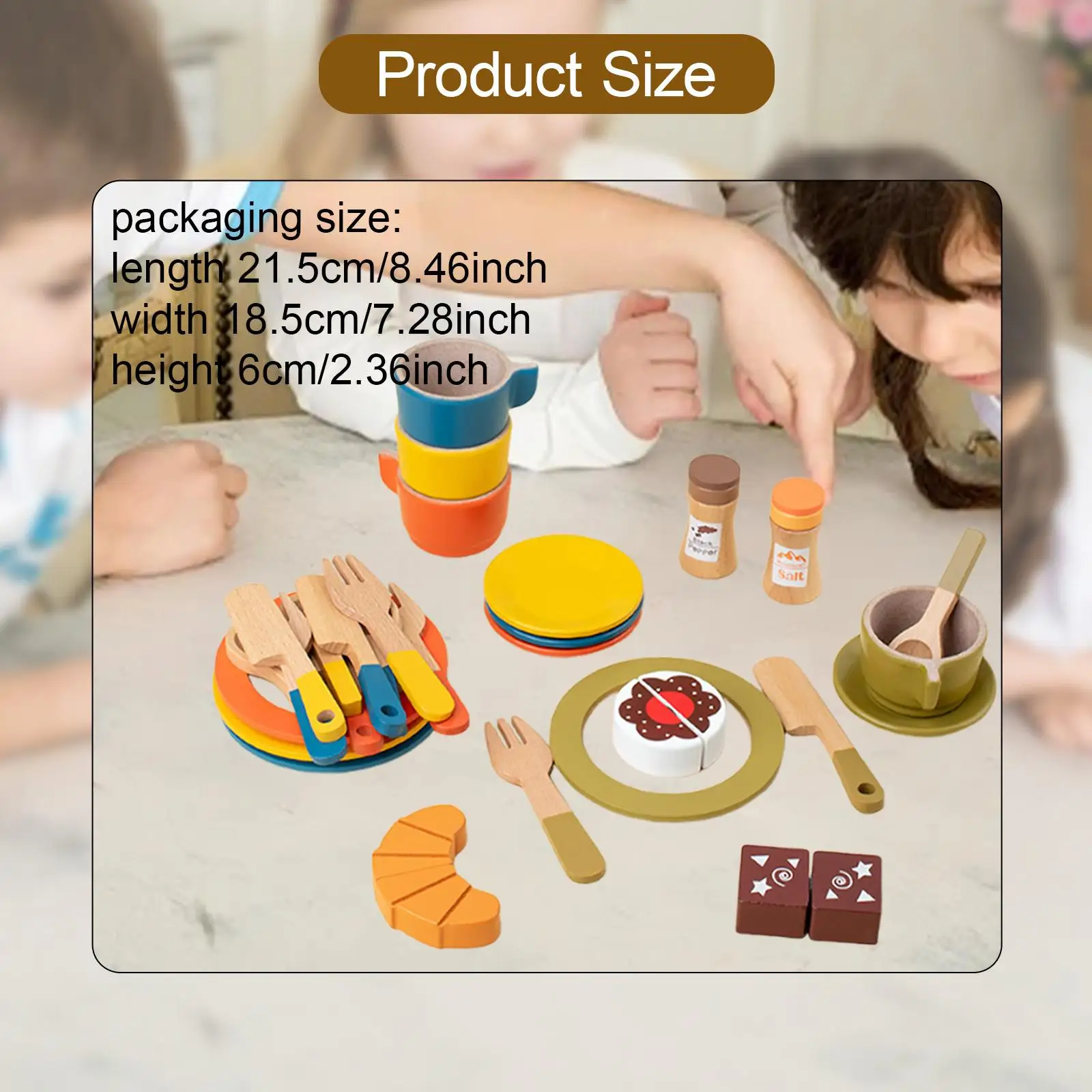 Platos y platos de madera para jugar, cucharas, regalo educativo de cumpleaños, juego de cocina, accesorios para juegos de rol, juego de platos y cubiertos