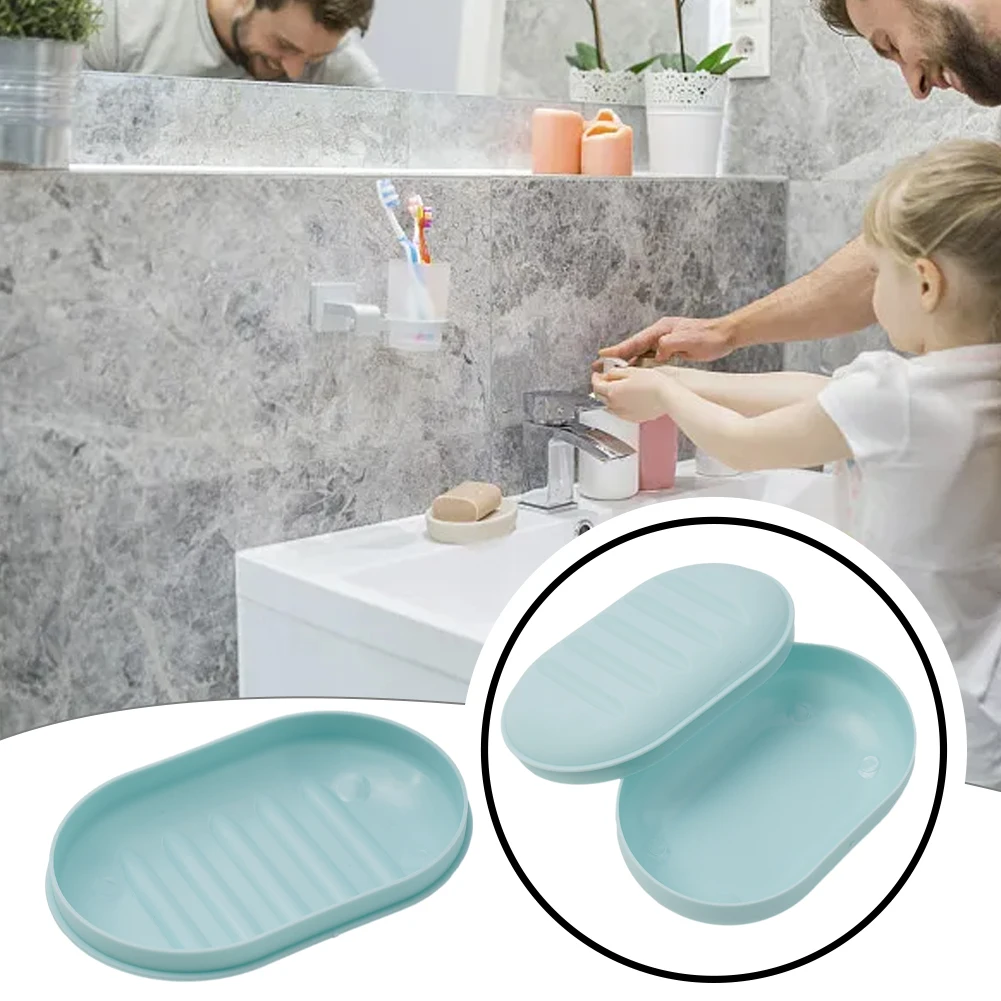 Saboneteira de banheiro fashion oval 1 peça 11.2*7.5*3.8 recipiente material pp portátil selado chuveiro viagem com tampa
