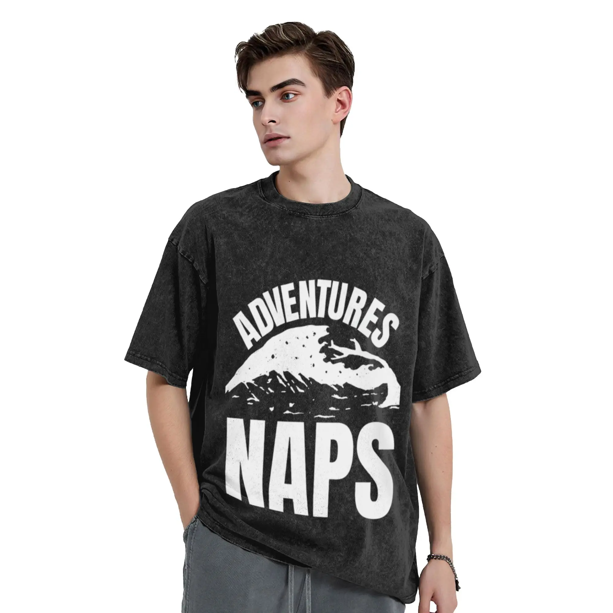 Adventures and Naps Fun Outdoor and Relaxation Lifestyle Design Classic A T-Shirt Oversized Short Sleeve Cotton Tees Tops