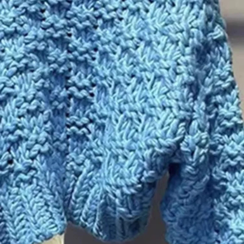 ハイカラージャンパーブルーニットセーター女性秋冬新ソリッドソフトカジュアル女性プルオーバーファッション Y2k 服