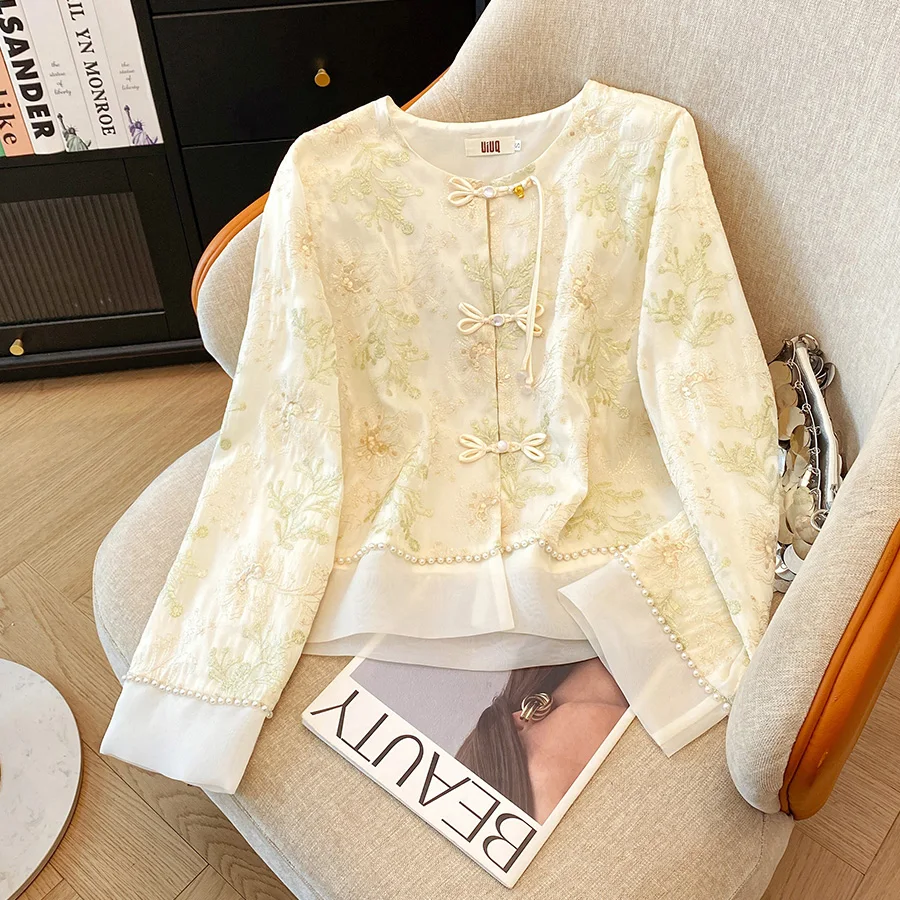 New Chinese Style National Trend Retro Embroidery Handmade Tassel Button up Sun Protection Open Cardigan Women's Fashion