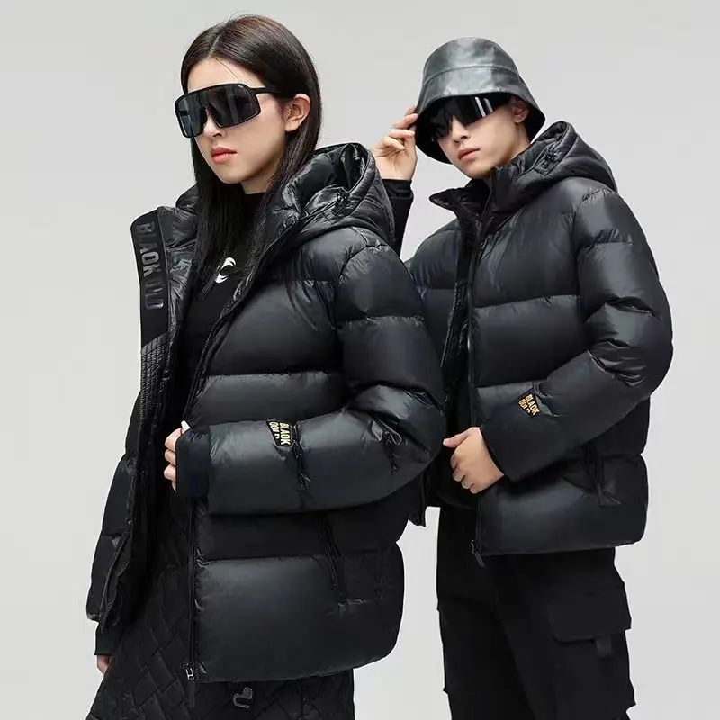 Black Gold Short Puffer Jacket Women's Thickened Cotton Coat Bread Style Winter New Arrival Korean Loose Fit Zipper Pocket