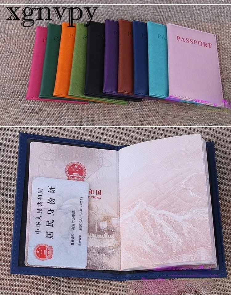 Xgnvpy-Juste de passeport en cuir, porte-documents de voyage, étui pour carte d'identité, manchon de protection, portefeuille pour carte de crédit, accessoire unisexe