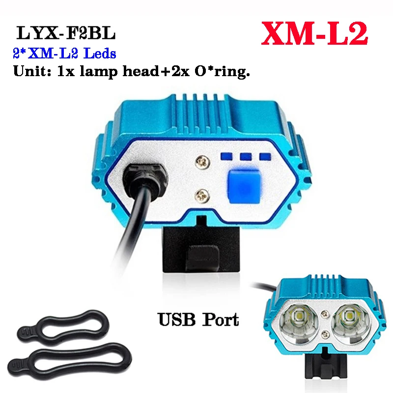 XM-L2 Led Strong Light Bike Lamp Head DC USB Charging Port Bicycle Light Outdoor MTB Headlight Riding Lighting Accessories