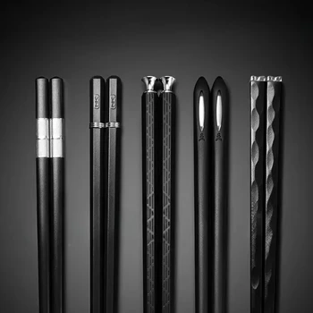 5-Paar japanische chinesische Essstäbchen, Sushi-Sticks, wiederverwendbare Legierung, koreanische Essstäbchen-Set, gesunde Legierung, Geschirr, Palillos Chinos