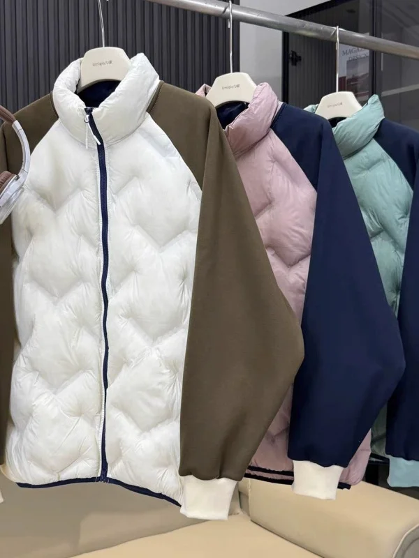 

Outdoor Winter Cotton Jaet for Men Warm Windproof Stand Collar Couple Sle Inner Liner Available Trendy Loose Fit Long Sve