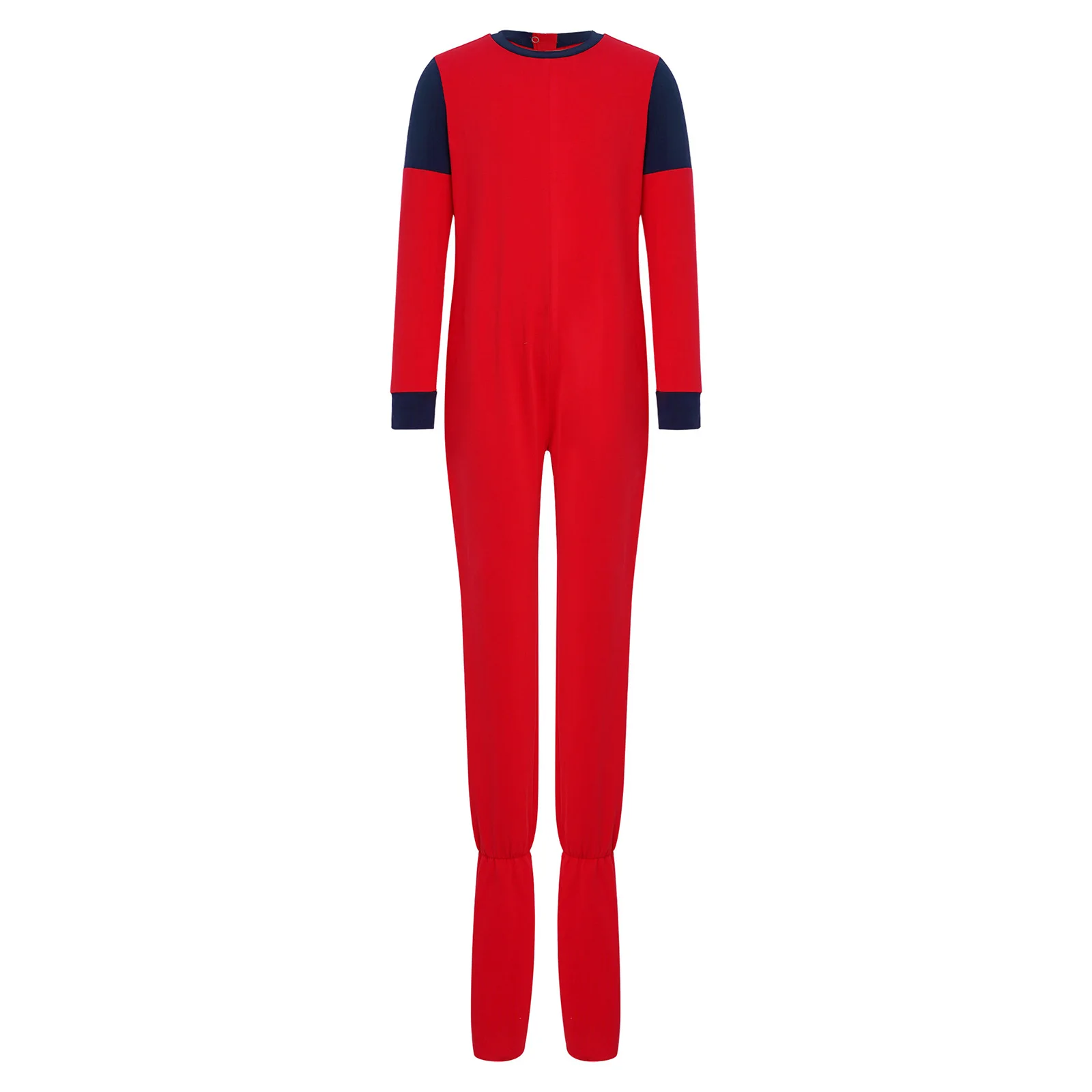 Kids Boys Girls Special Needs Adaptive Clothing Round Neck Long Sleeve Anti-Strip Back Zipper Footed Jumpsuit Rompers Homewear image 4