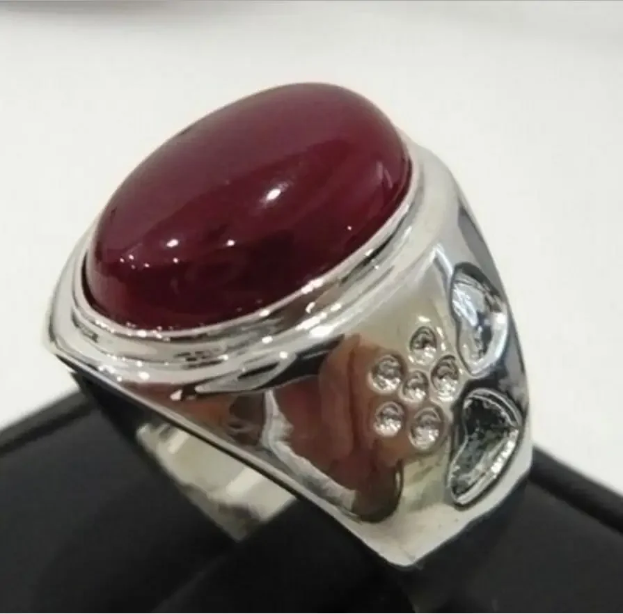 

Изысканное мужское/женское кольцо любви с красным нефритовым опалом # 9,10,11,12