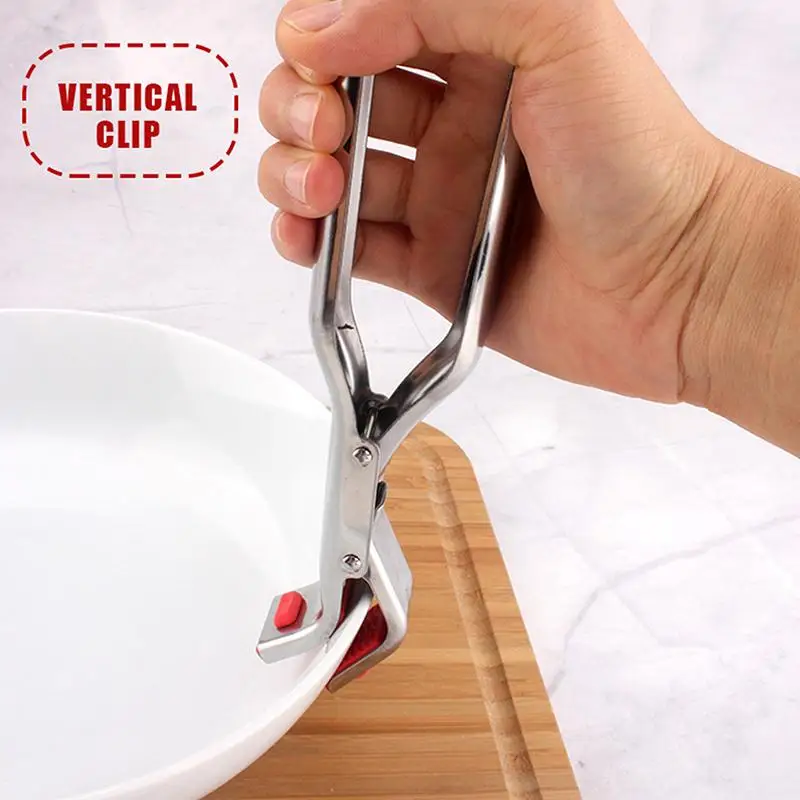 Heat Resistant Stainless Steel Anti-scalding Clip Silicone Anti-slip Food Safe Tongs for Kitchen Cooking Grilling Serving