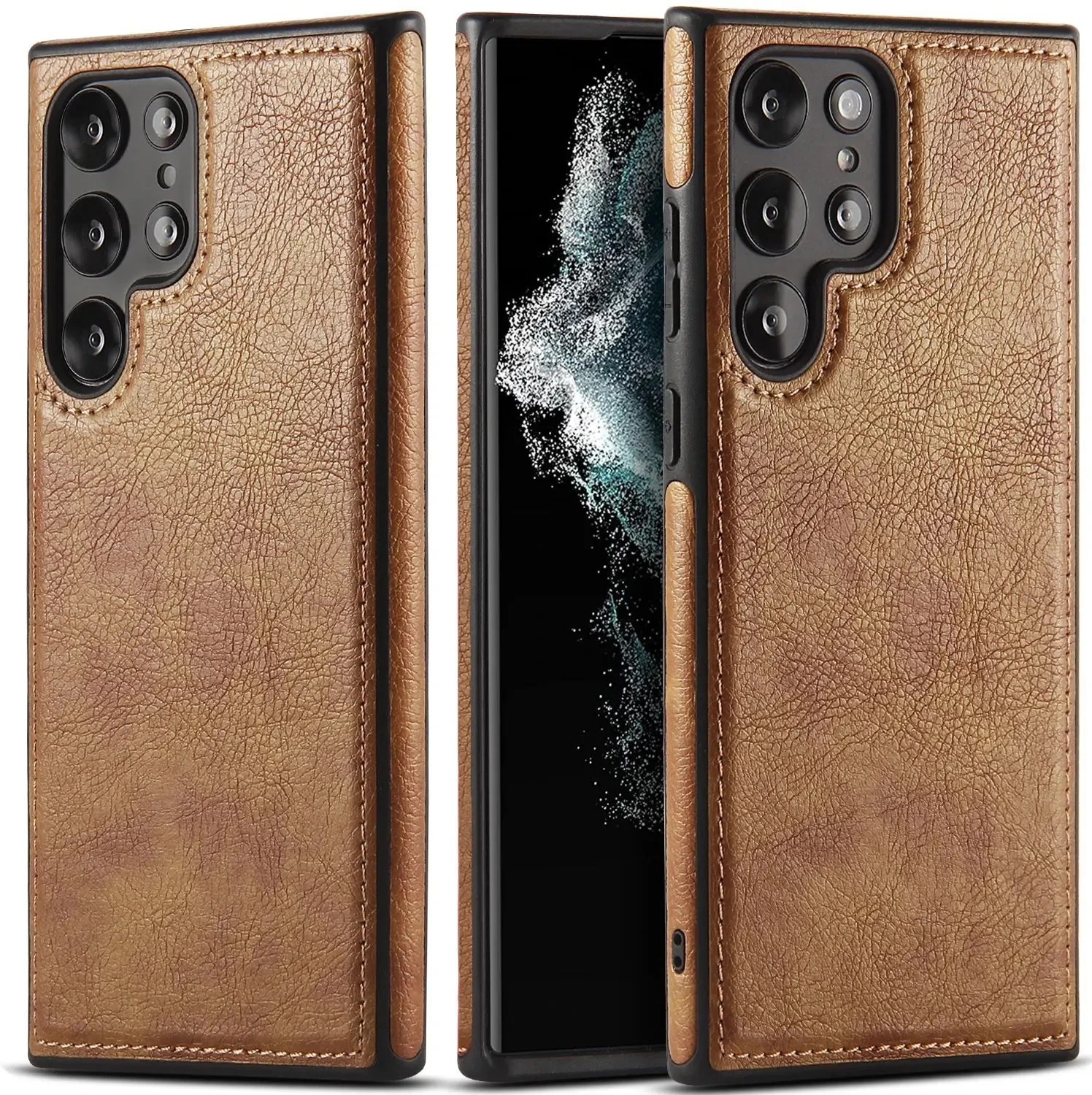 Neu Für Samsung Galaxy S22 S23 S24 S25 Ultra Plus Luxus Business PU Leder Textur Stoßfest Weiche Stoßstange Zurück Abdeckung