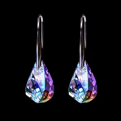 Simple Charm Rainbow Aesthetic Women Colour High-grade Crystal Earrings Trendy Water Drop Versatile Eardrop Best Friend Gift