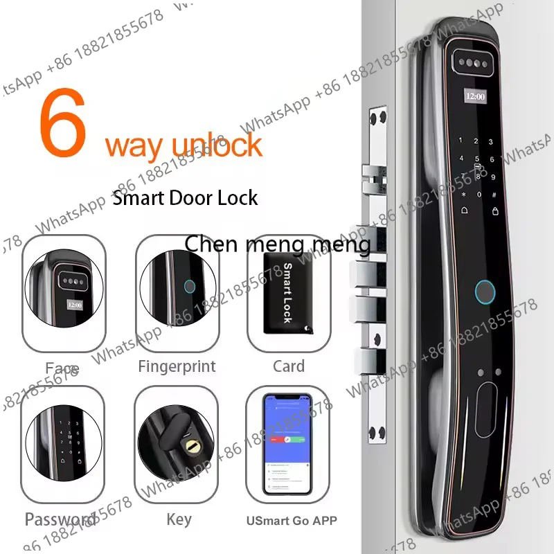 Glomarket Security Fully Automatic Visual Intercom Smart Lock 3d Face Recognition Biometric Fingerprint  Cerradura Inteligente