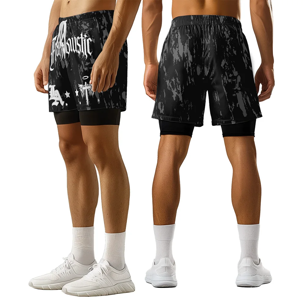 

2024 New design Summer Stars Cross Street Hip hop Trend style 3D High print casual flag basketball style shorts