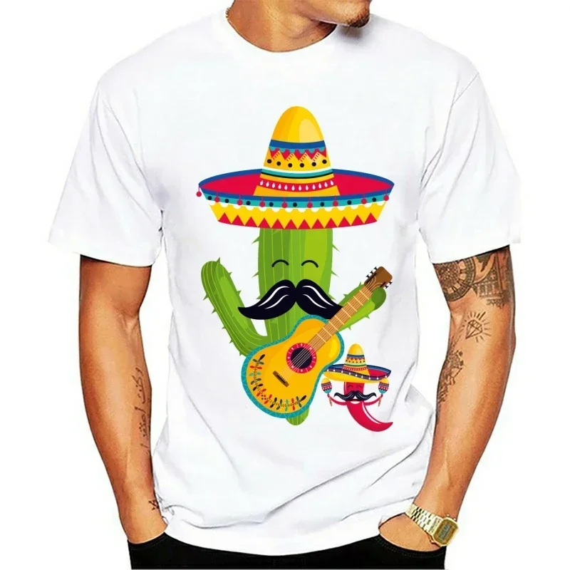 T-Shirt Tees Top Men Tshirt Mariachi Cactus Shirt Mexican Guitar Sombrero Mustache Gift Cool Printed