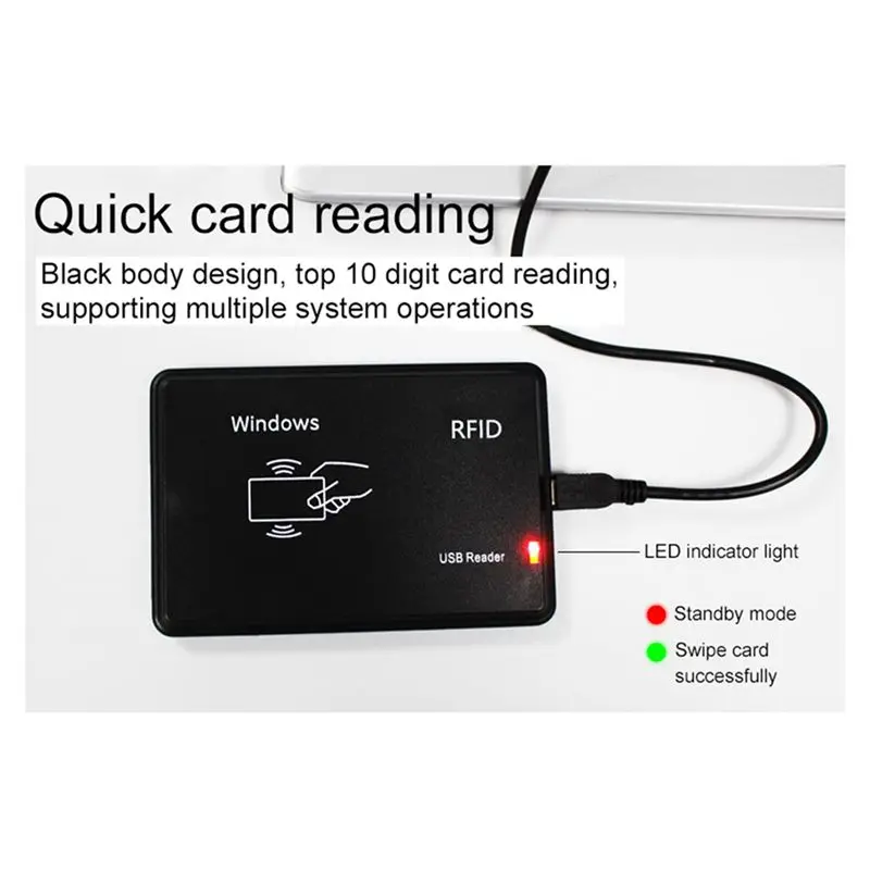 FULL-2X RFID Smart Card Reader With USB Port, 13.56Mhz IC Card, Contactless Sensitivity, Support Window System Linux