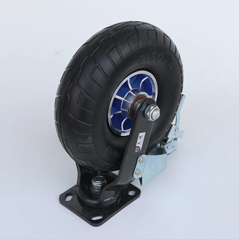 10 Inch Solid Rubber Wheel 350-4 Heavy Duty Aluminum Alloy Caster Swivel Rigid and Brake Options for Industrial Cart Trolley