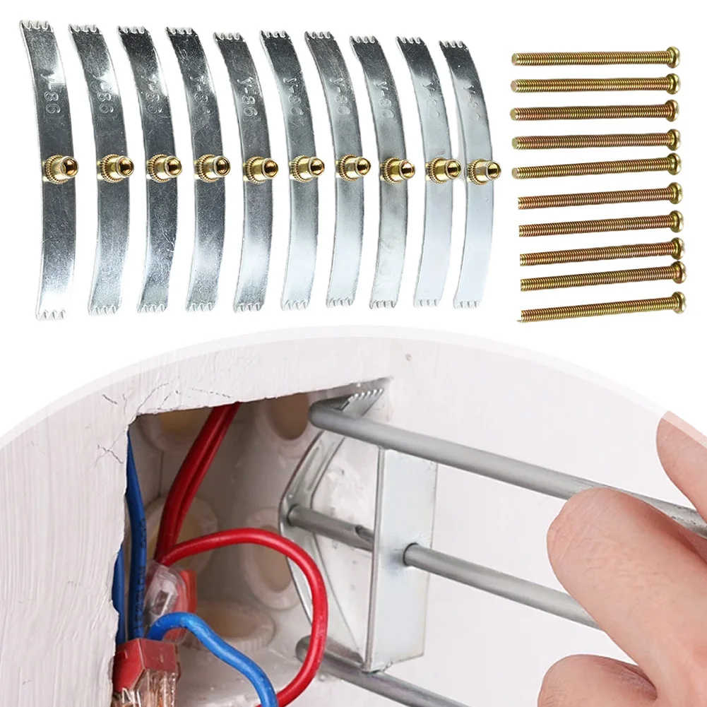 10 pçs caixa de parede reparação parafuso junção de aço caixa de soquete fixo montagem 86 montagem na parede interruptor elétrico tomada substituir kit clipe