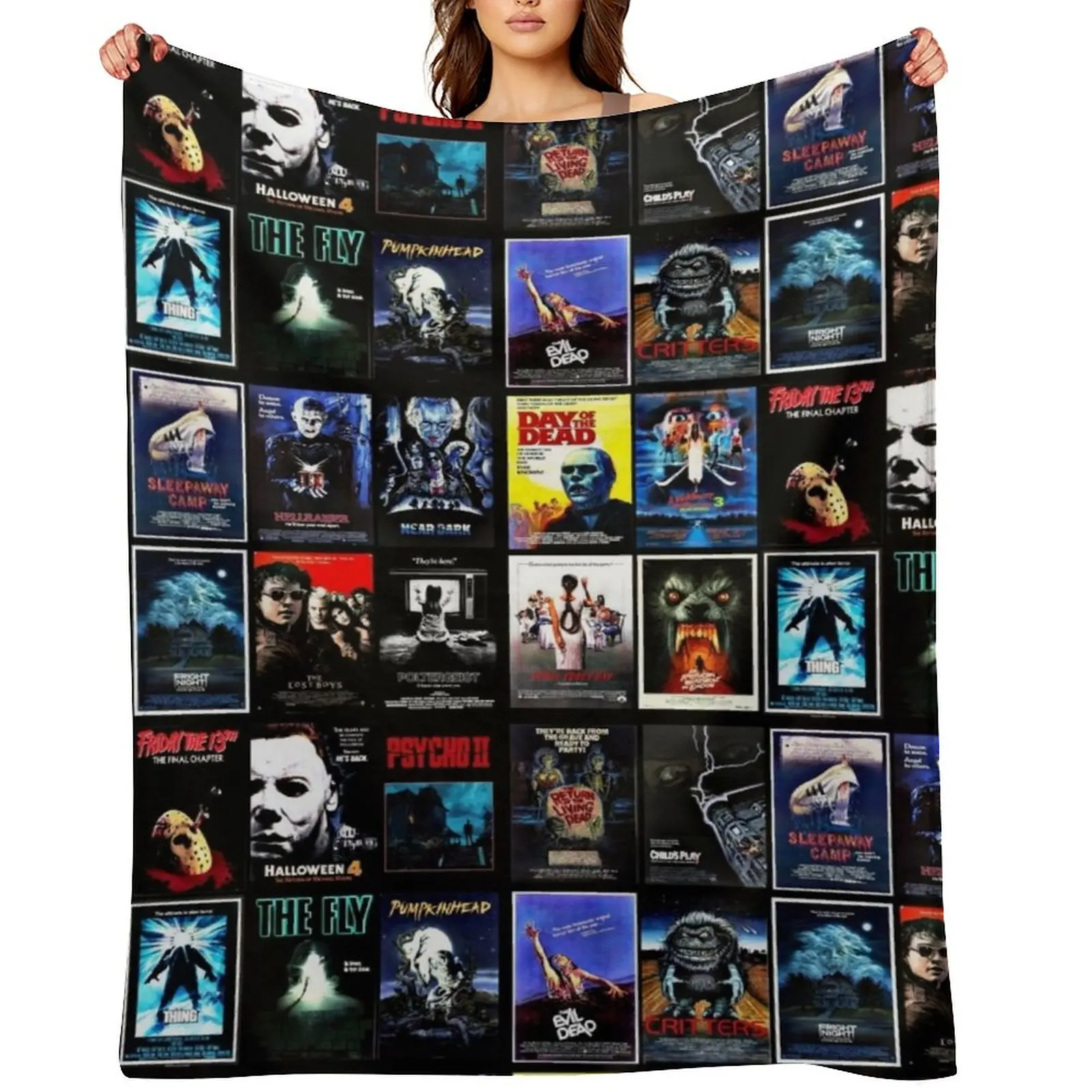 

1980s Horror Classics Throw Blanket Kid'S Flannel Fabric Beach Plush Blankets