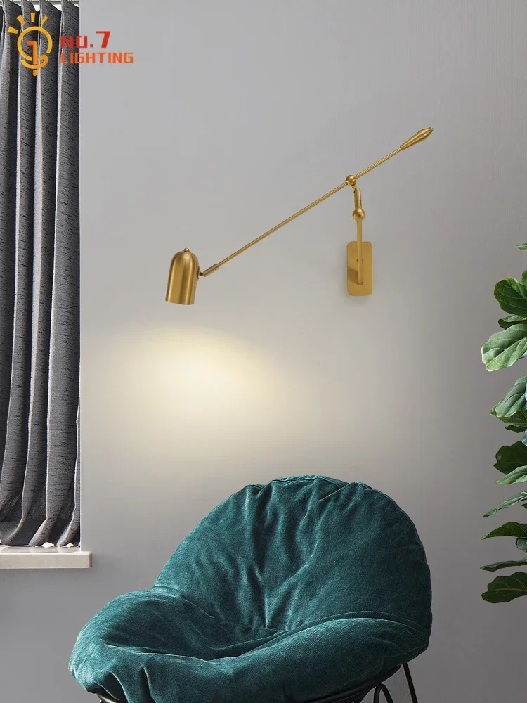 Nordic Industrial Metal Long Rocker Arm Wall Lamp Retractable Folding Wall Mounted Living Room Sofa Background Reading Bedroom