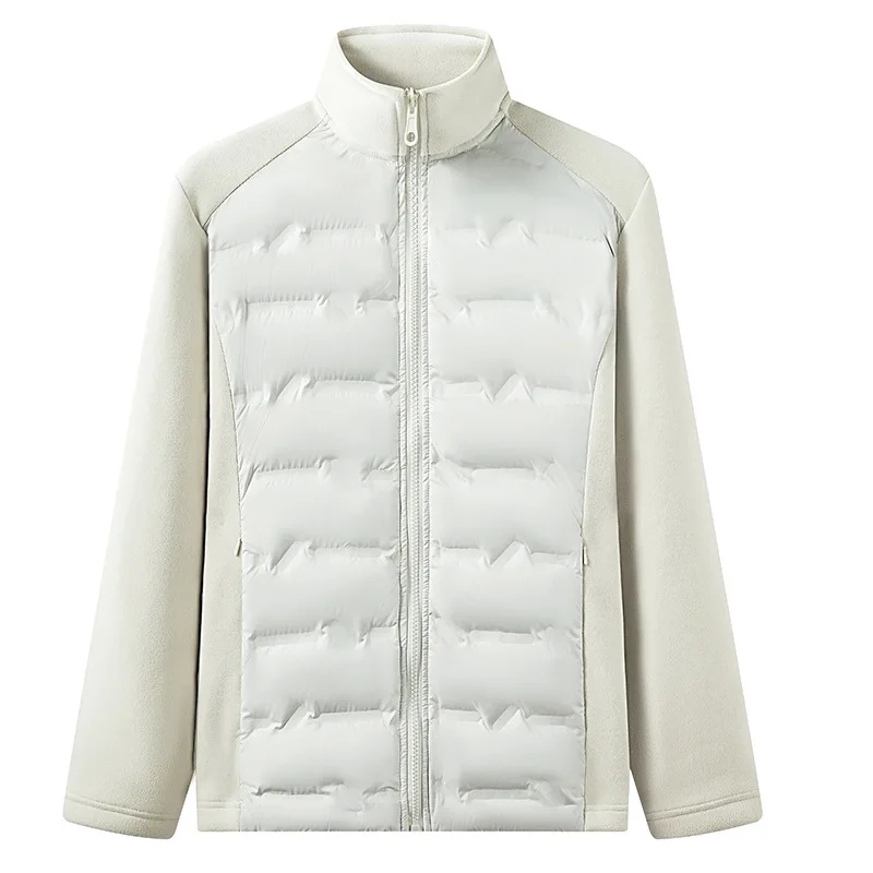KIDWHXR Men Down Coat Winter Fashion Patchwork Long Sleeve Zipper Man Outerwear Outdoor Casual Lightweight Male Warm Jacket