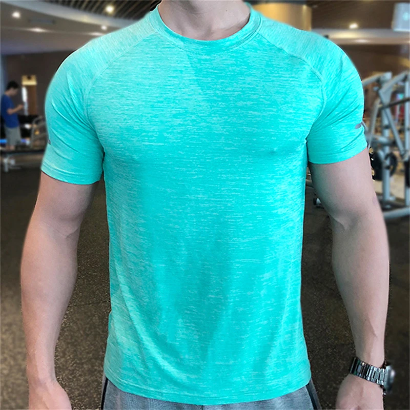 

Sports Short Sleeve Tops Men Summer Running Women Fitness Quick Dry Shirts Gym Breathable Tees Solid Casual Training Sportwear