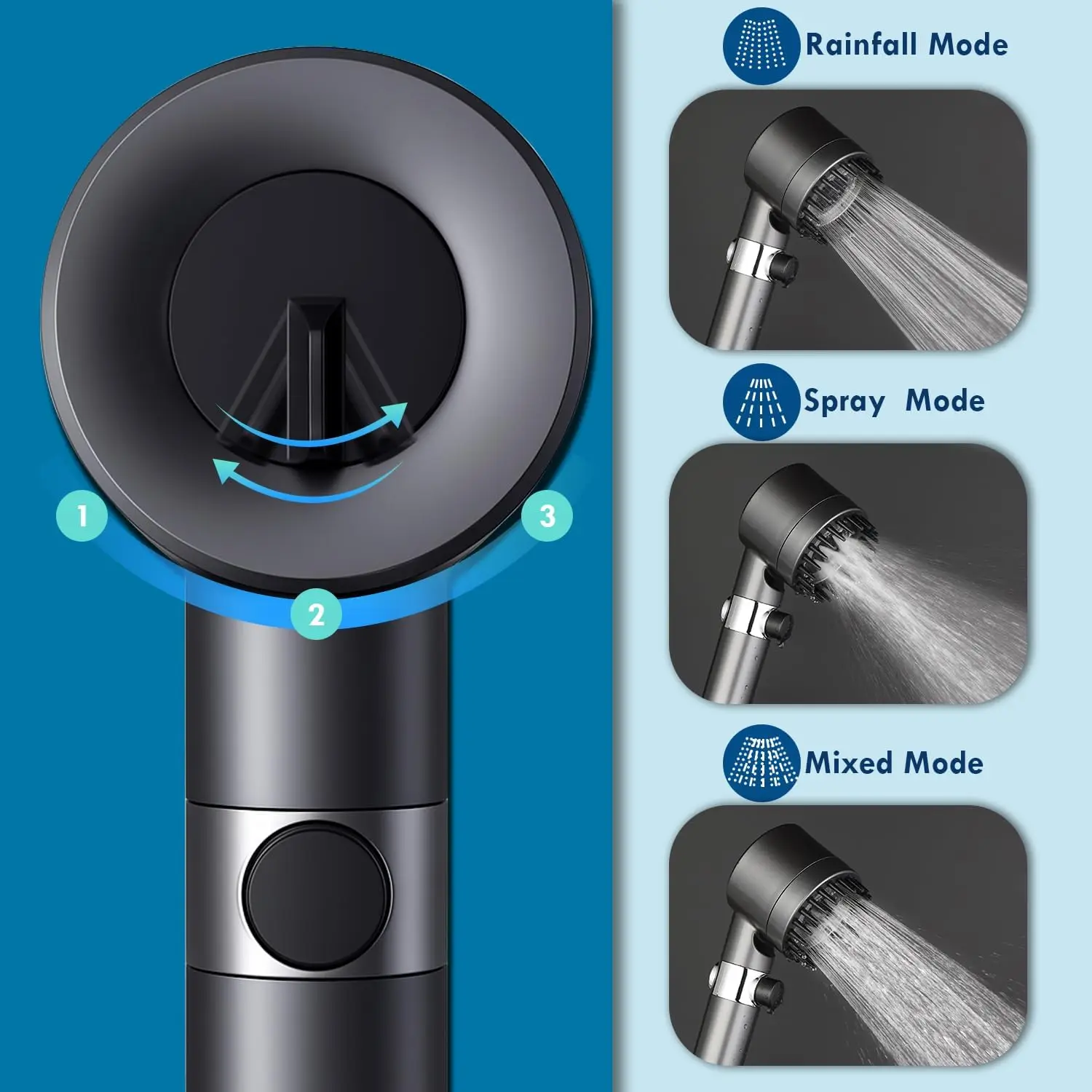 Filtered Shower Head with Handheld High Pressure 4 Spray Modes for Hard Water Removal and ON/OFF Switch for Pets view 3