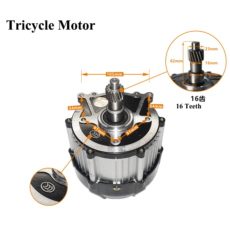 

48V 650W Square Wave/ Sine Wave Electric Tricycle Motor Spare Parts for Jinpeng Aima Xiaoniao Lujia Baishili