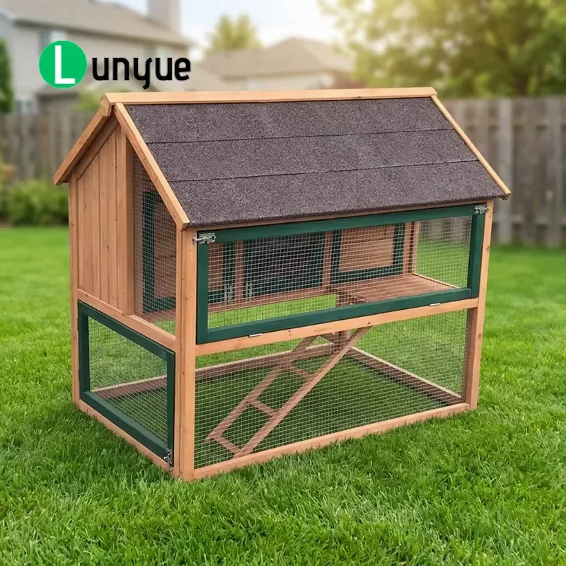 Wooden Chicken Coop Eco-friendly Classic Waterproof Asphalt Roof All-season Outdoor Poultry House for Backyard Farming