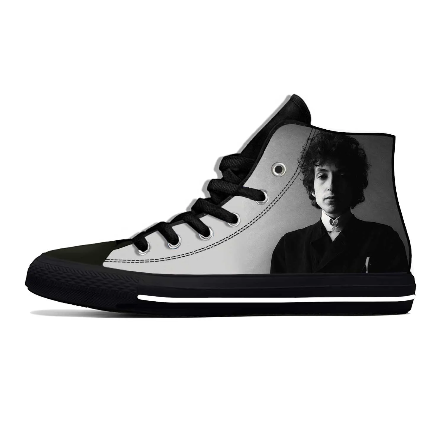 Hot Bob Dylan Music Rock Singer Cartoon Funny Casual Shoes High Top Lightweight Summer Board Shoes Breathable Men Women Sneakers