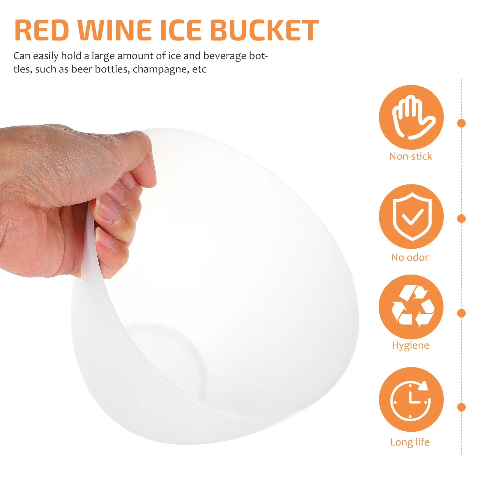 

1pc Premium Bevel Ice Bucket Pp Material Scratch Resistant Single Handle For Wine Beer Bar Use Smooth Surface